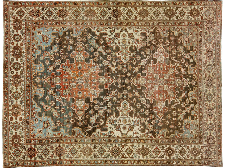 Antique Bakhtiari Wool Rug 11 X 14