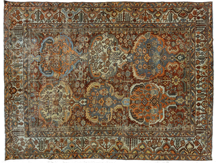 Antique Bakhtiari Wool Rug 10 X 13