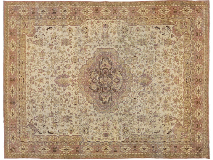 Antique Agra Wool Rug 9 X 12
