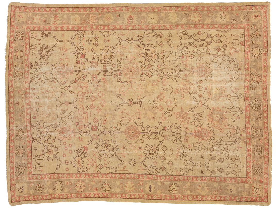 Antique Turkish Oushak Wool Rug 10 X 13
