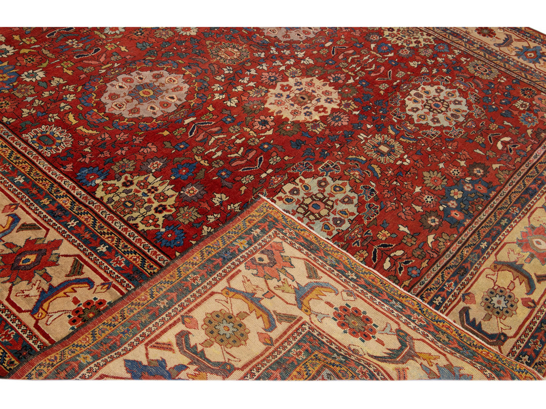 Antique Sultanabad Wool Rug 10 X 14