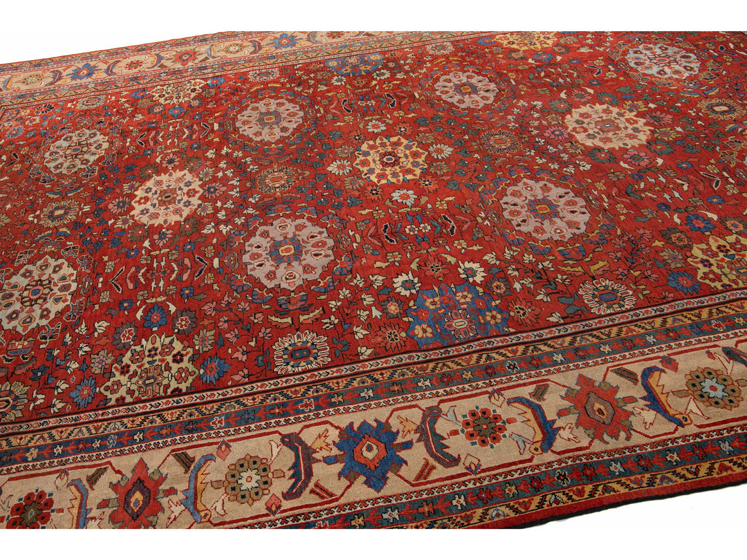 Antique Sultanabad Wool Rug 10 X 14