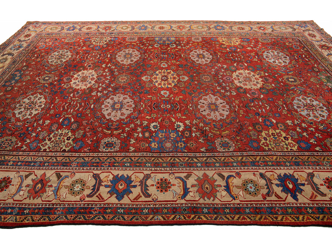 Antique Sultanabad Wool Rug 10 X 14