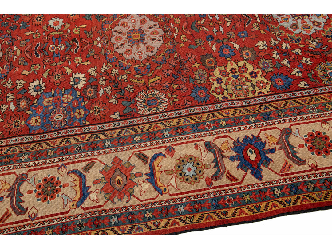 Antique Sultanabad Wool Rug 10 X 14