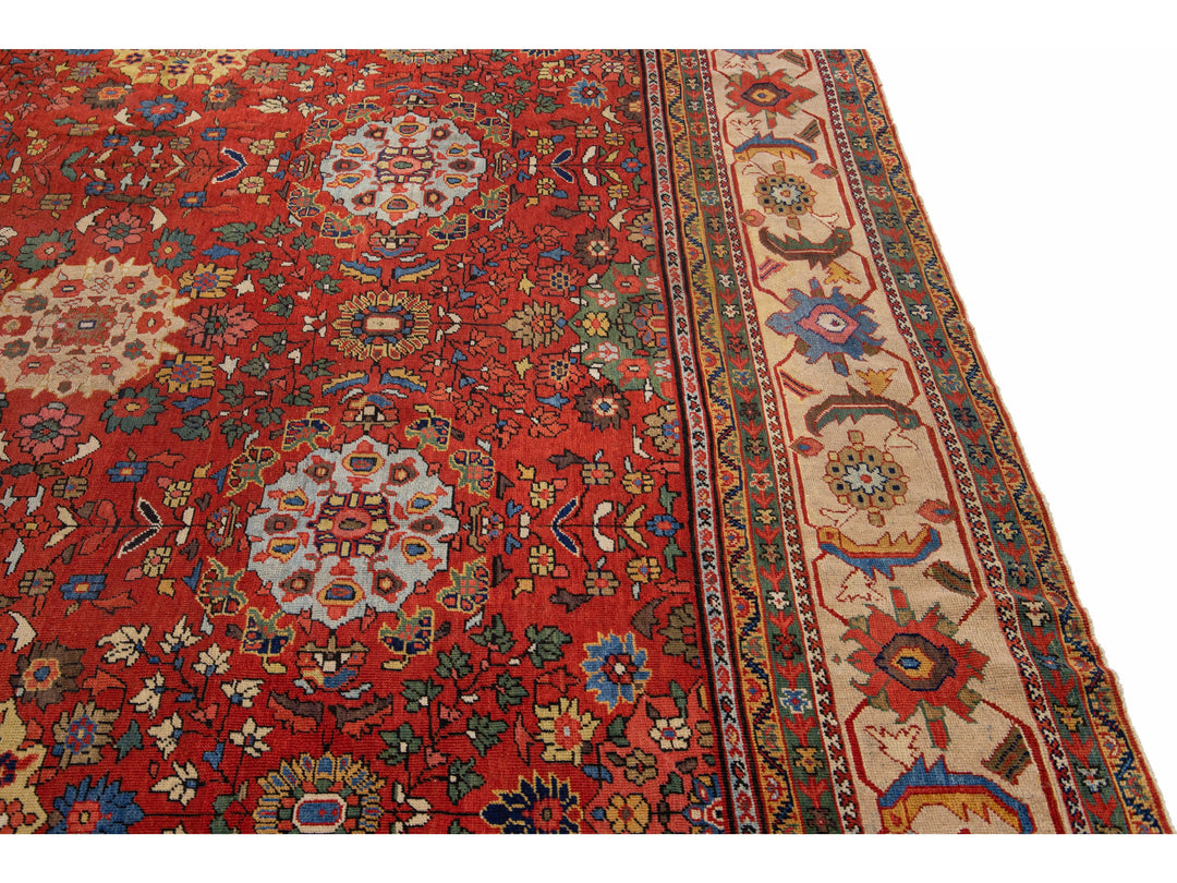 Antique Sultanabad Wool Rug 10 X 14