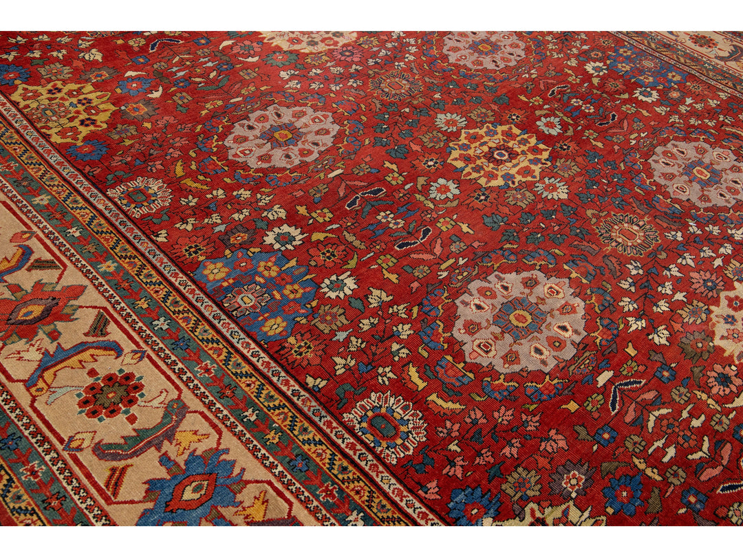 Antique Sultanabad Wool Rug 10 X 14