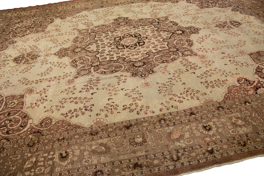 Antique Persian Tabriz Wool Rug 11 X 16