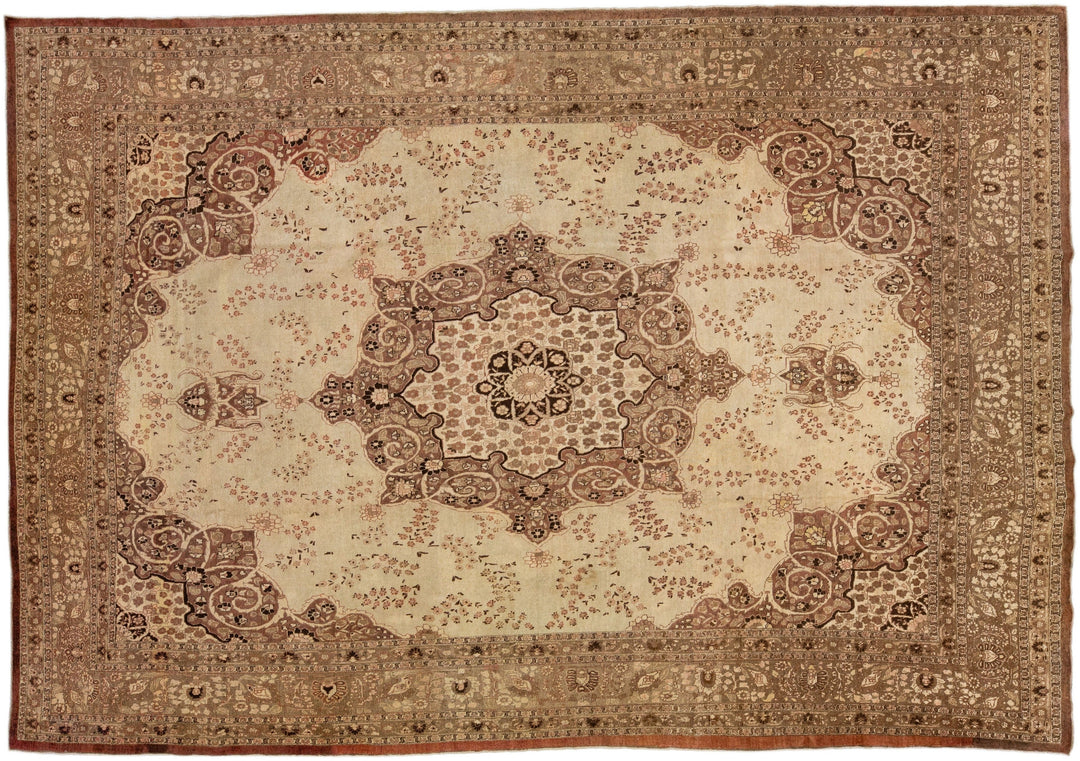 Antique Persian Tabriz Wool Rug 11 X 16