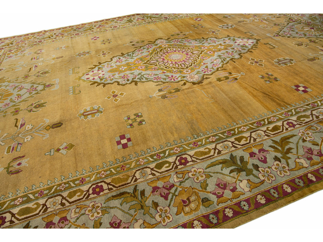 Antique Indian Agra Wool Rug 14 X 20