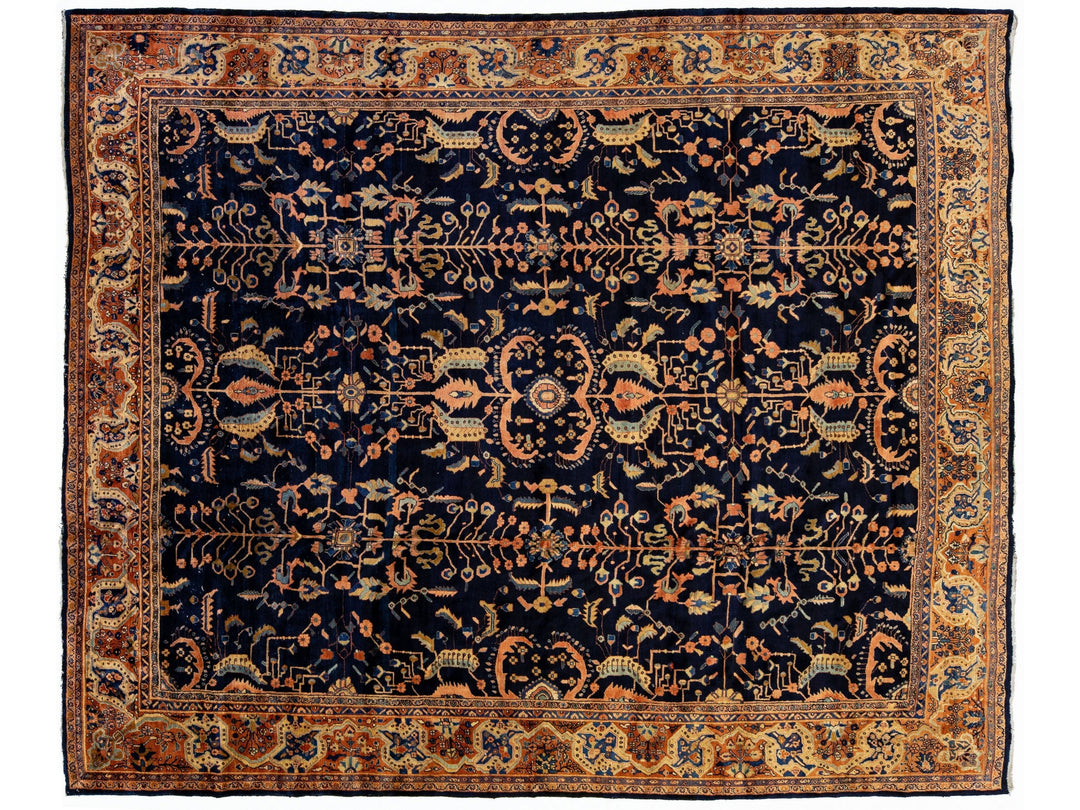 Antique Sarouk Wool Rug 11 X 14