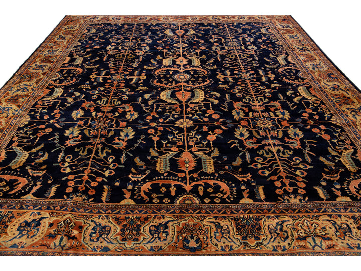 Antique Sarouk Wool Rug 11 X 14