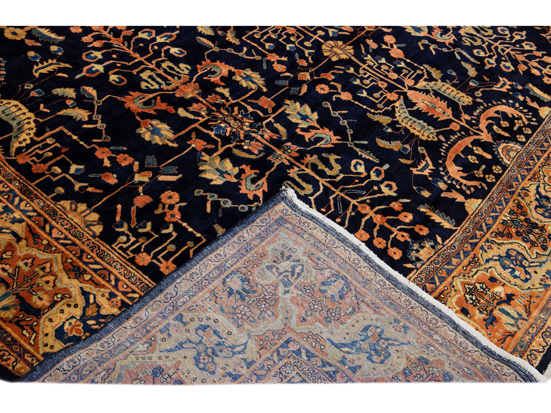 Antique Sarouk Wool Rug 11 X 14