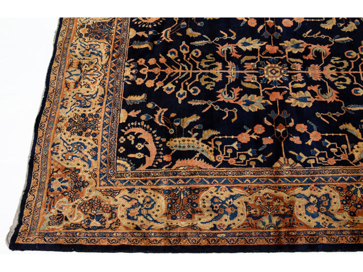 Antique Sarouk Wool Rug 11 X 14