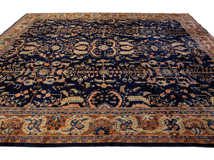 Antique Sarouk Wool Rug 11 X 14