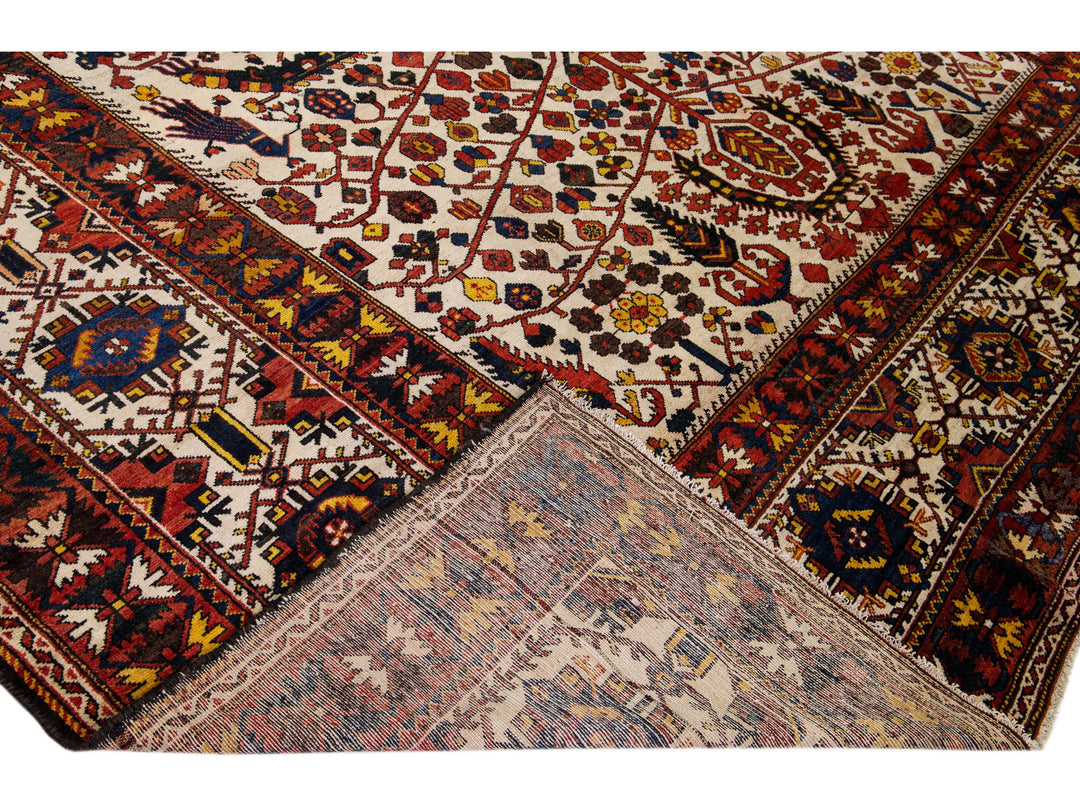 Antique Bakhtiari Wool Rug 13 X 21