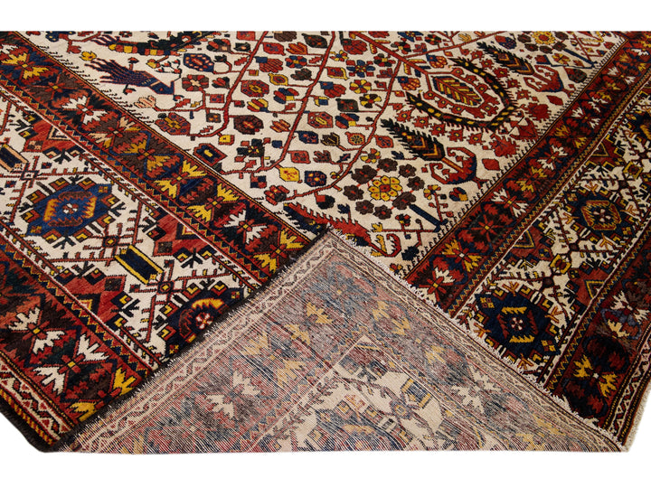 Antique Bakhtiari Wool Rug 13 X 21
