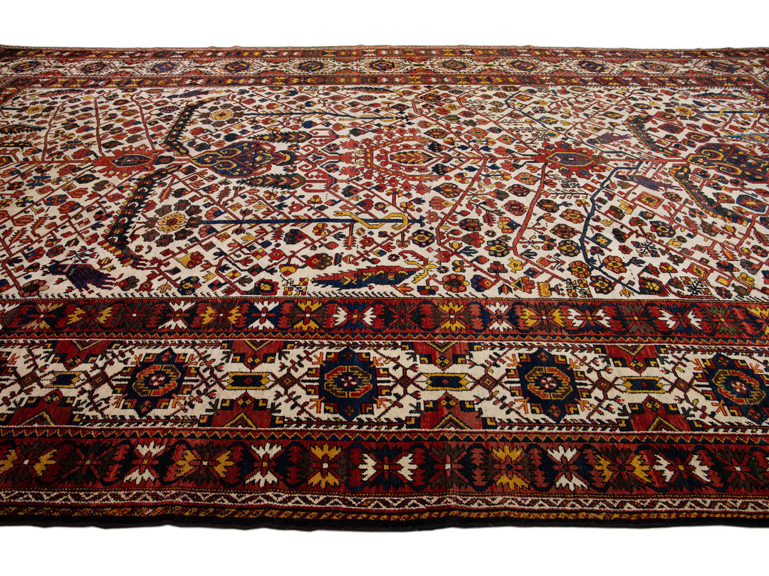 Antique Bakhtiari Wool Rug 13 X 21