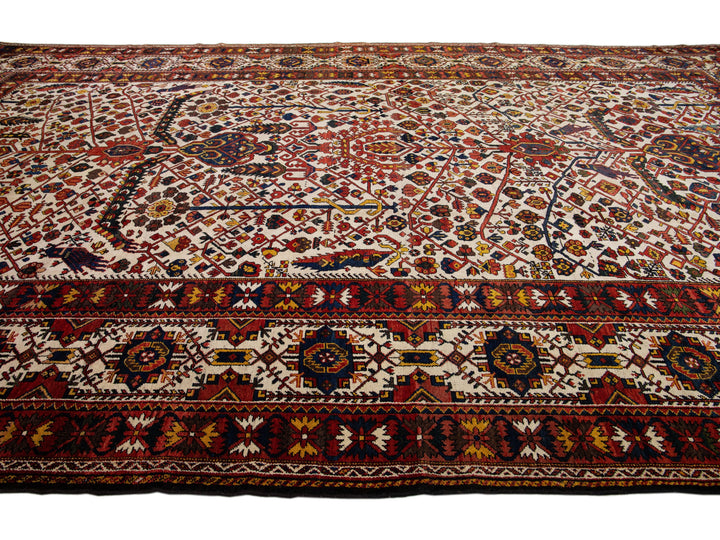 Antique Bakhtiari Wool Rug 13 X 21