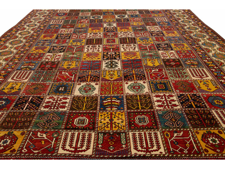 Antique Bakhtiari Persian Handmade Multi Designed Red Oversize Wool Rug