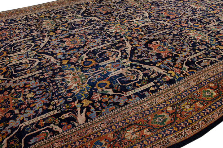 Antique Persian Mahal Wool Rug 14 X 24