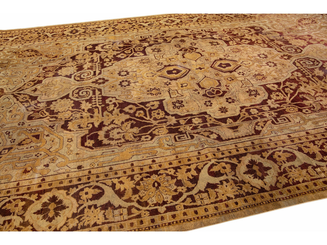 Antique Agra Wool Rug 10 X 17