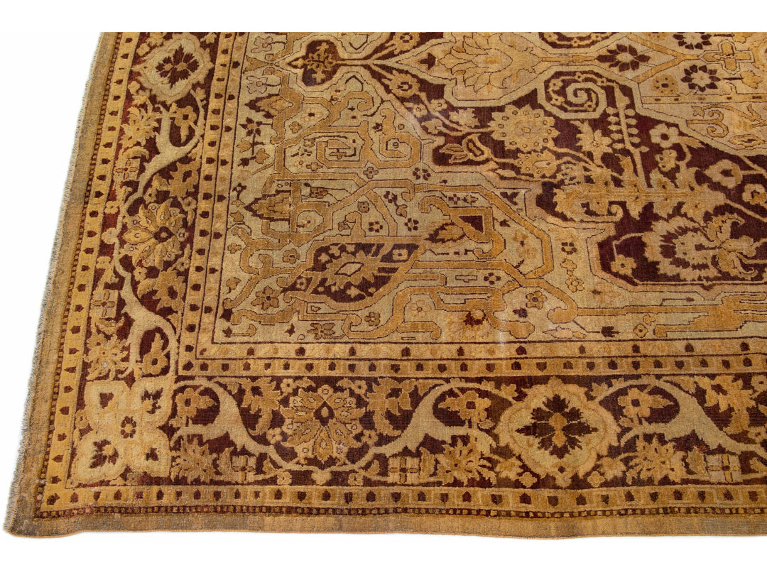 Antique Agra Wool Rug 10 X 17