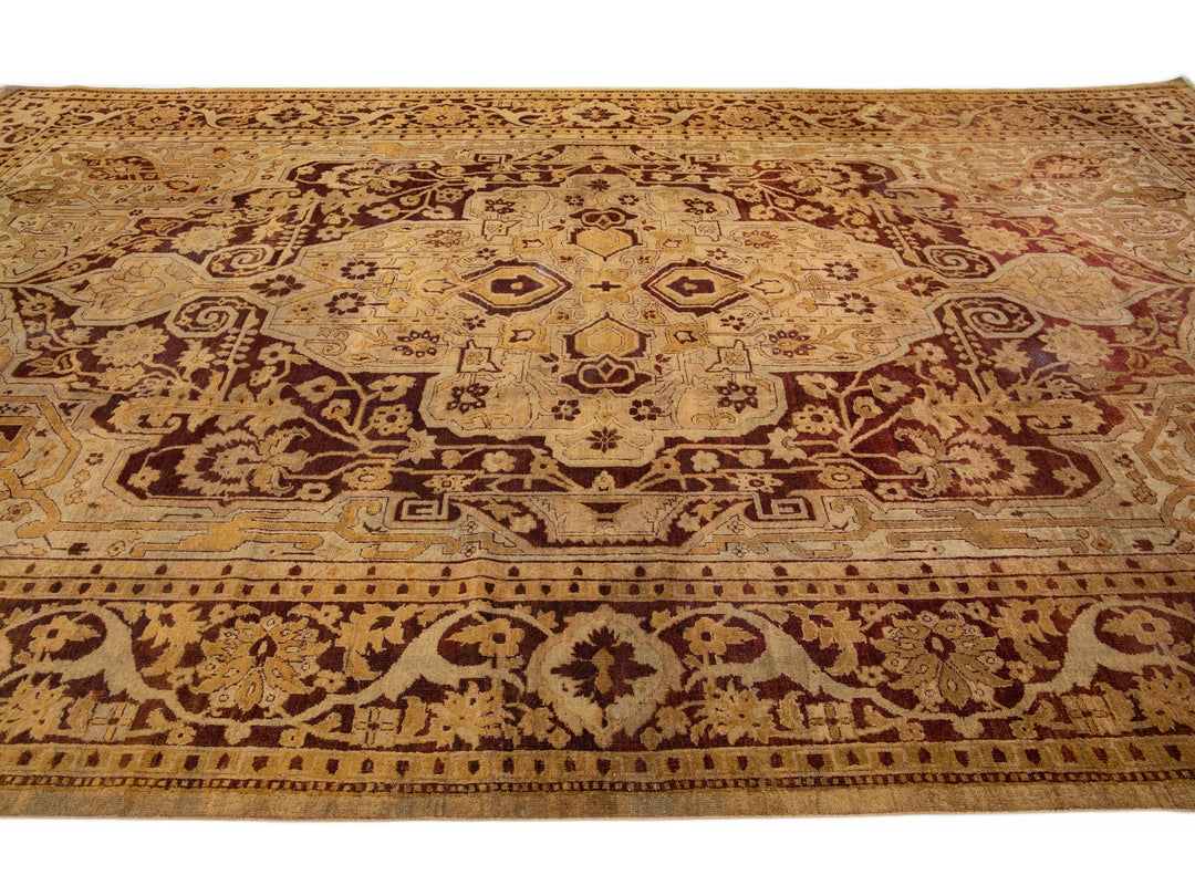 Antique Agra Wool Rug 10 X 17