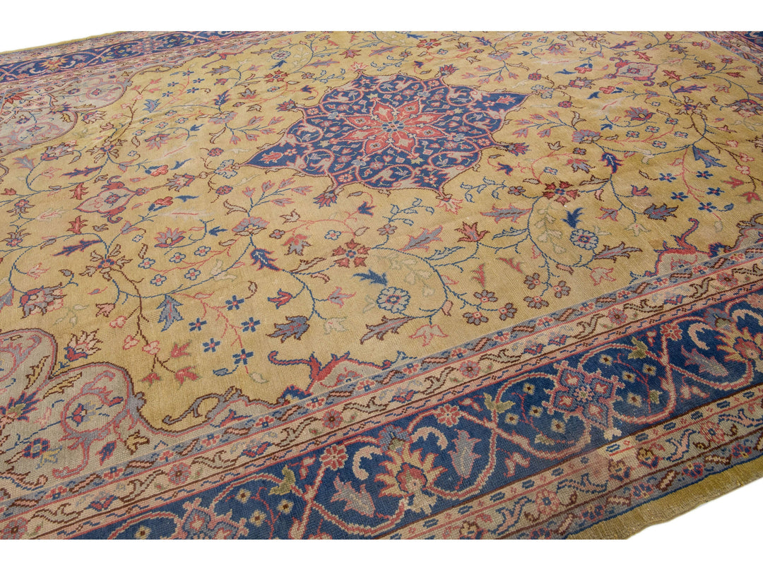 Antique Turkish Oushak Wool Rug 12 X 15