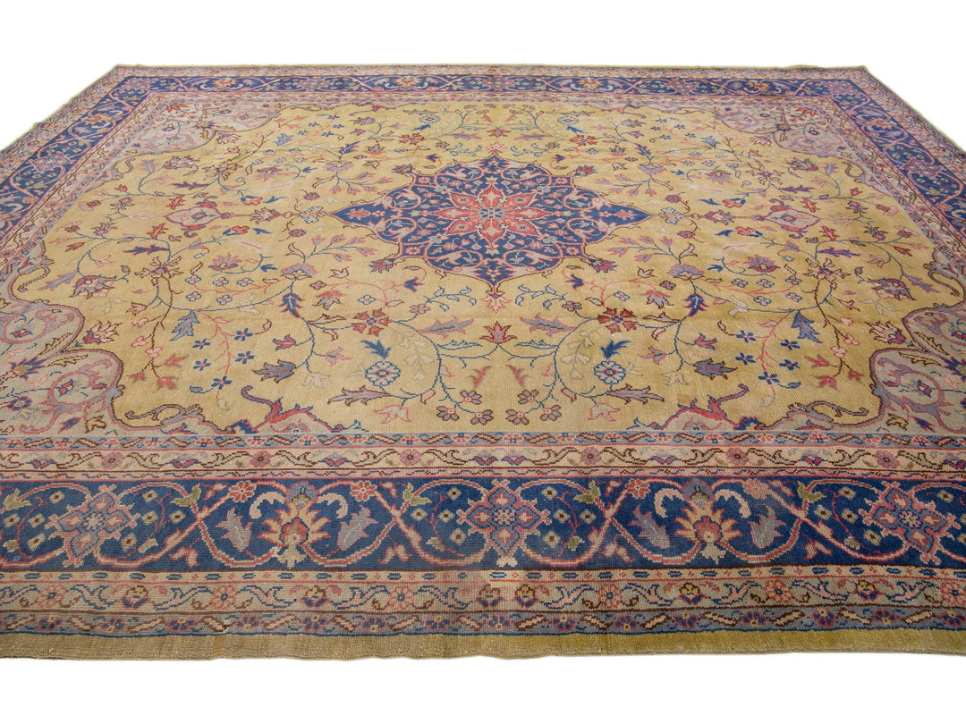 Antique Turkish Oushak Wool Rug 12 X 15