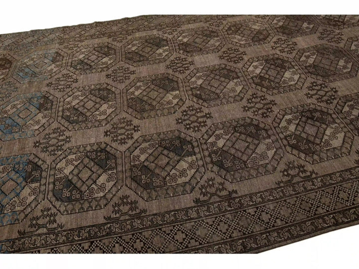 Antique Turkmen Wool Rug 7 X 12