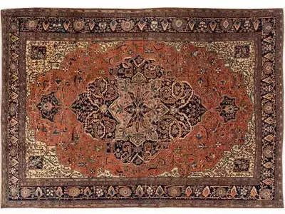 Antique Sarouk Wool Rug 9 X 13