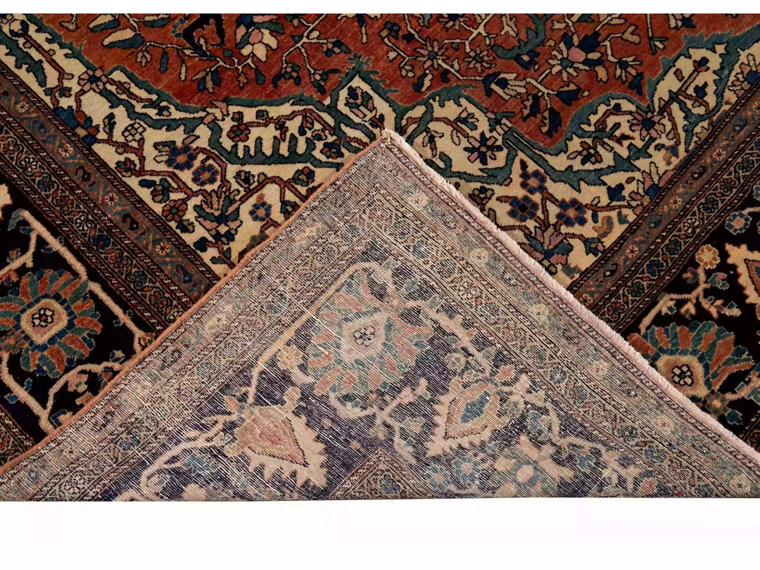 Antique Sarouk Wool Rug 9 X 13