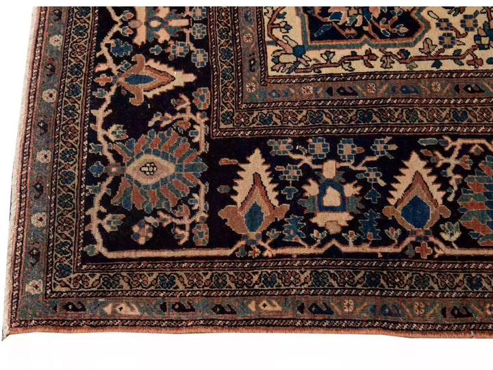 Antique Sarouk Wool Rug 9 X 13