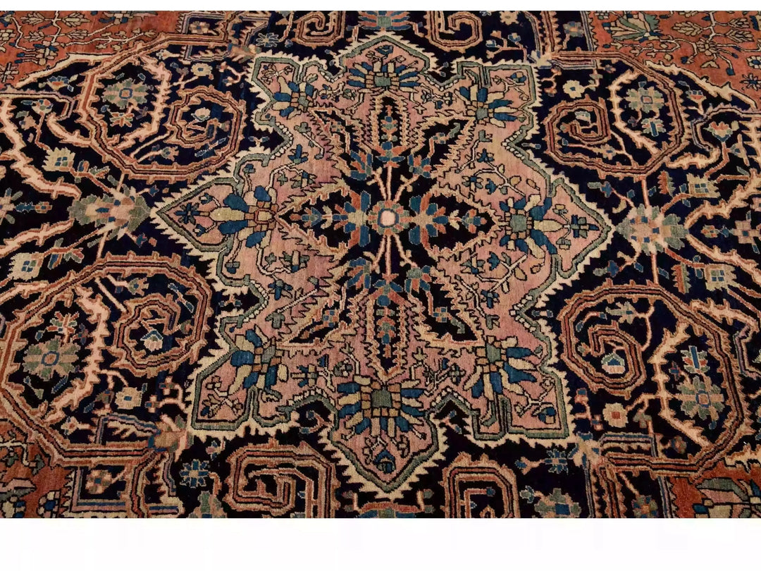 Antique Sarouk Wool Rug 9 X 13