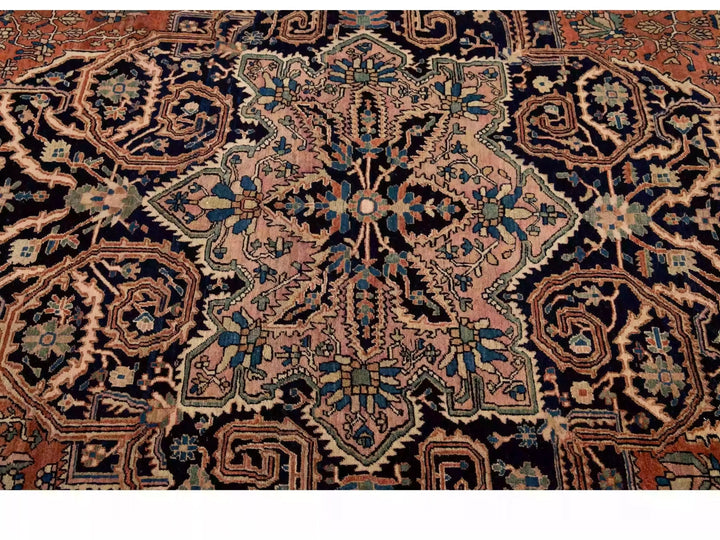 Antique Sarouk Wool Rug 9 X 13