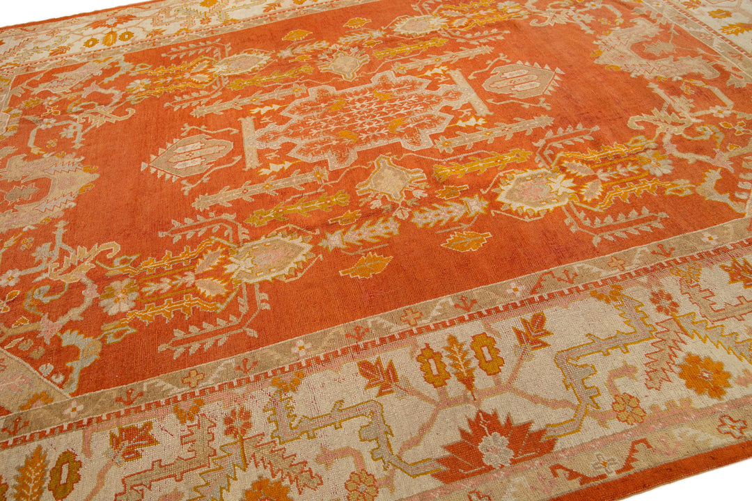 Antique Turkish Oushak Wool Rug 10 X 14