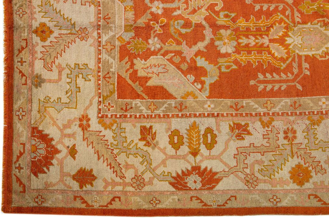 Antique Turkish Oushak Wool Rug 10 X 14