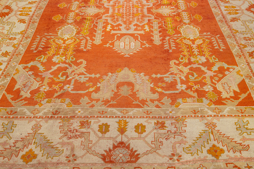 Antique Turkish Oushak Wool Rug 10 X 14
