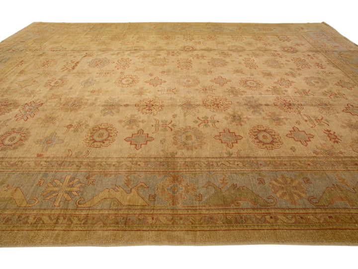 Modern Oushak Wool Rug 14 X 18