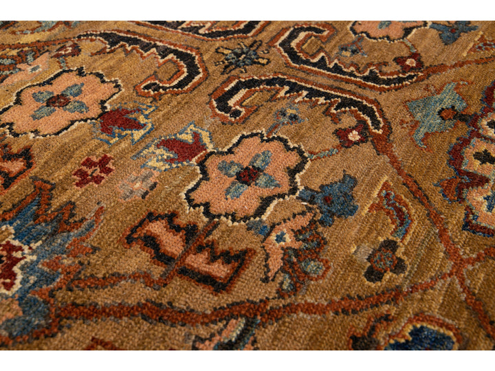 Brown Vintage Persian Bakshaish Handmade Tribal Wool Rug