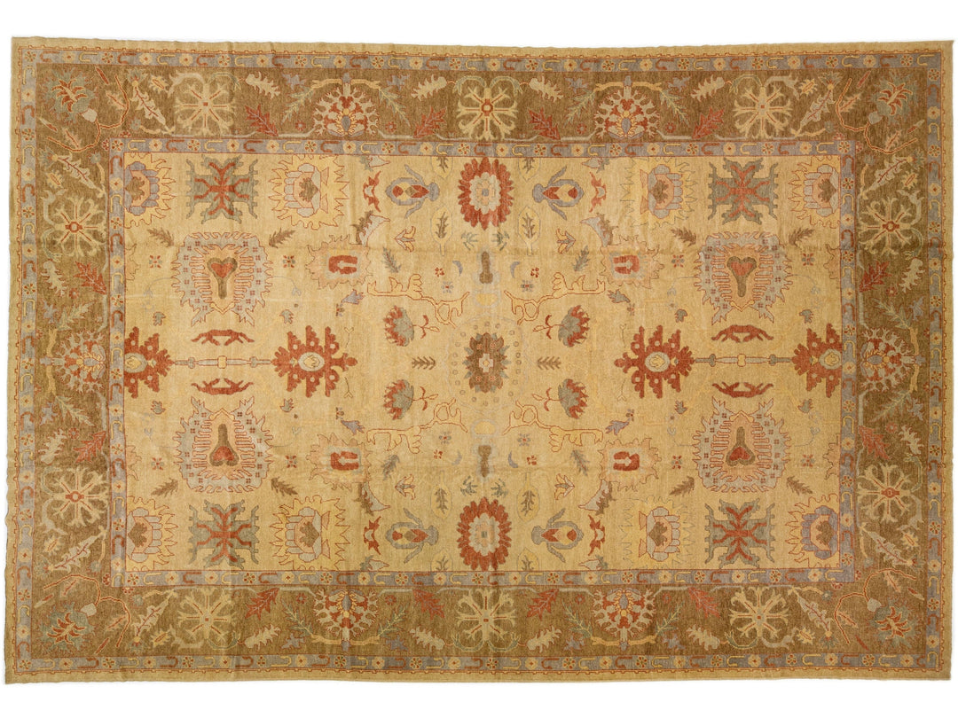 Modern Oushak Wool Rug 15 X 21