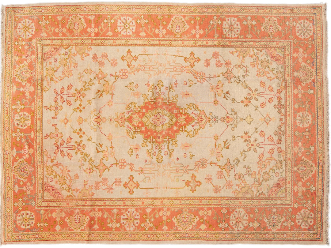 Antique Oushak Wool Rug 7 X 9