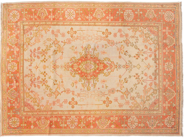 Antique Oushak Wool Rug 7 X 9