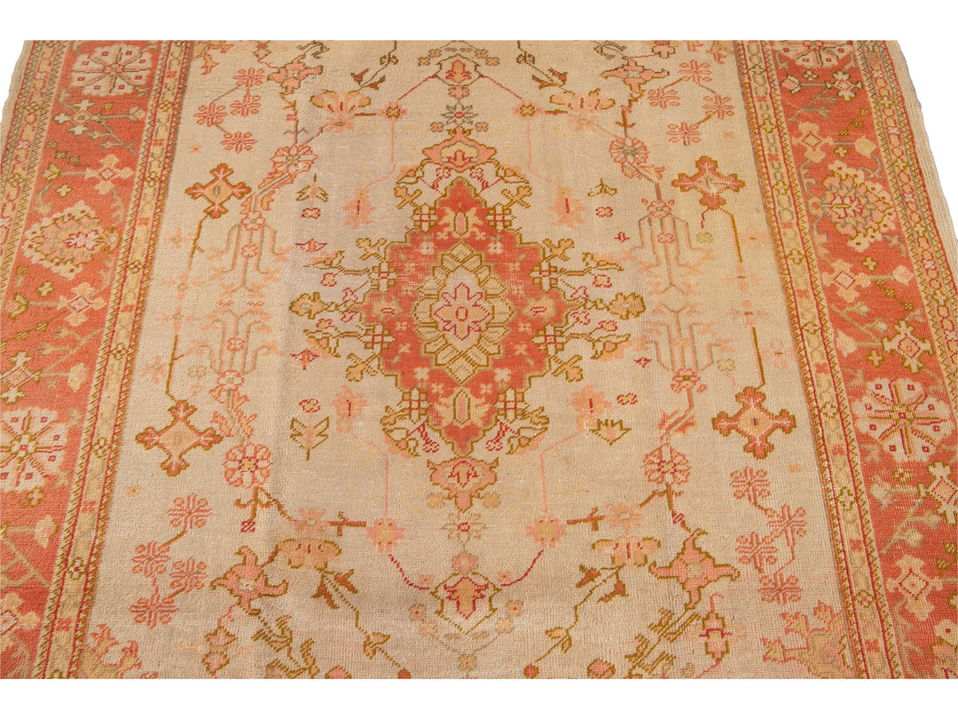 Antique Oushak Wool Rug 7 X 9