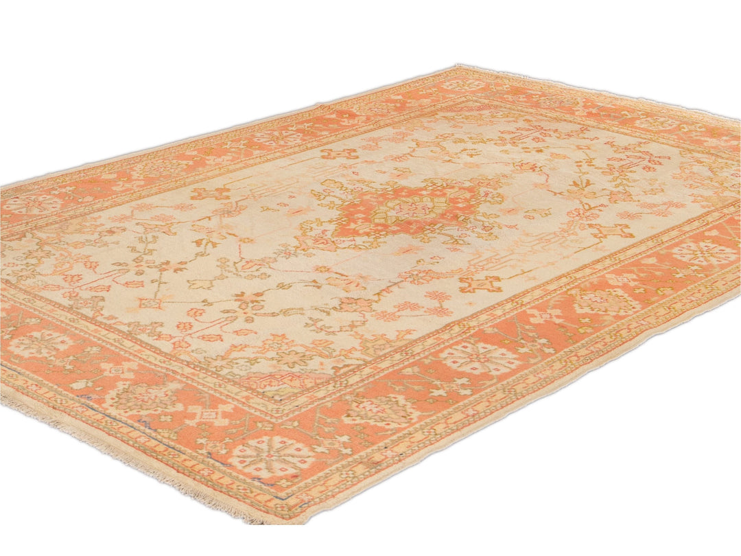 Antique Oushak Wool Rug 7 X 9