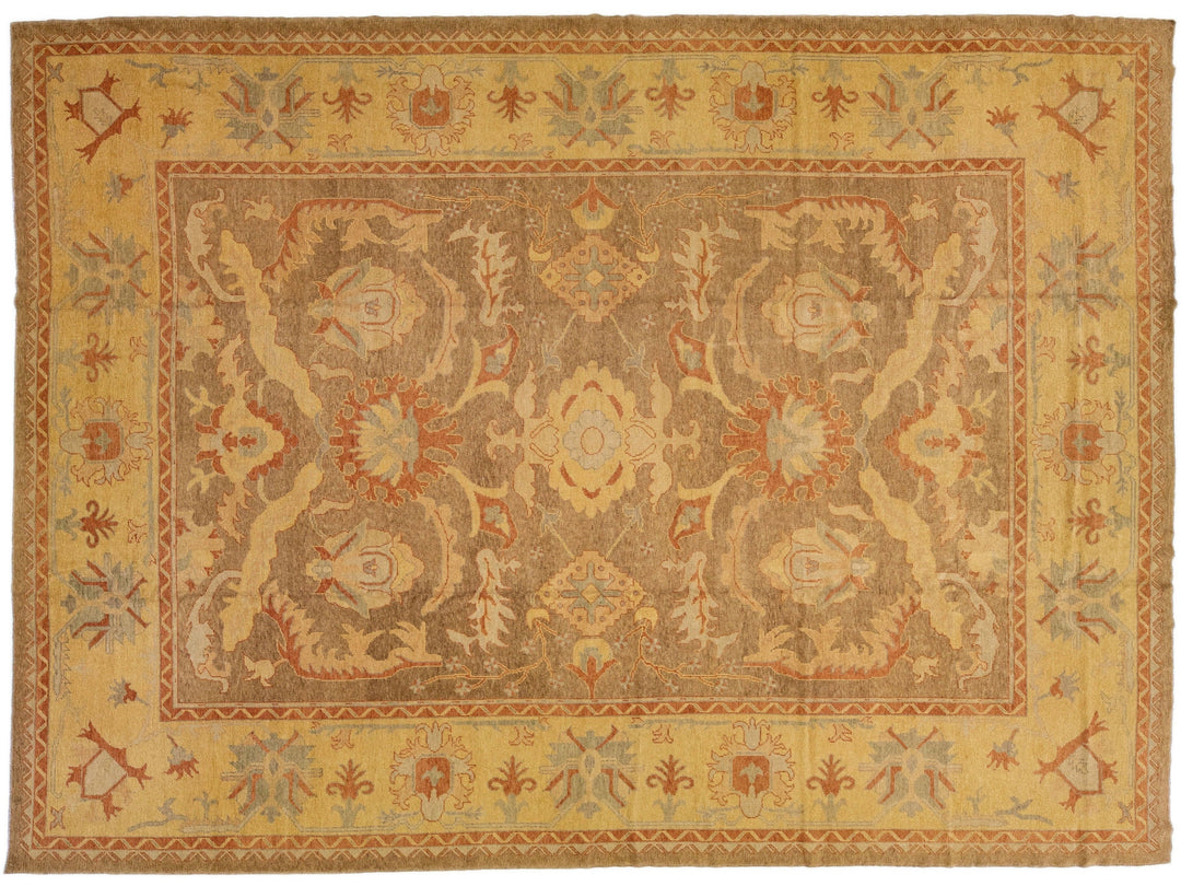 Modern Oushak Wool Rug 14 X 18