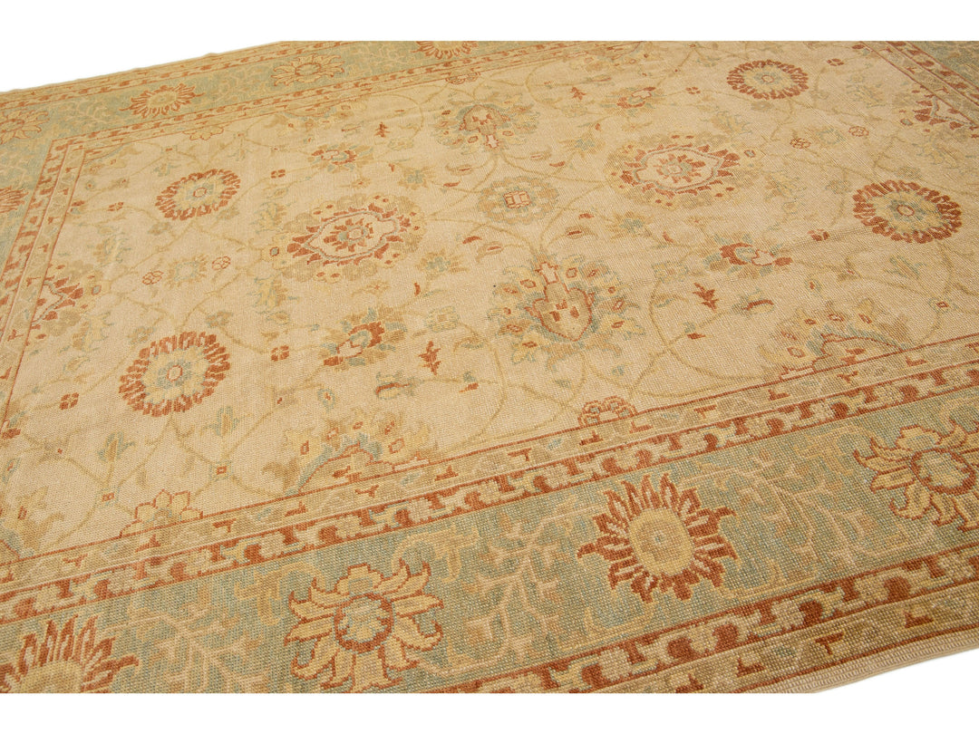 Modern Turkish Oushak Wool Rug 10 X 13