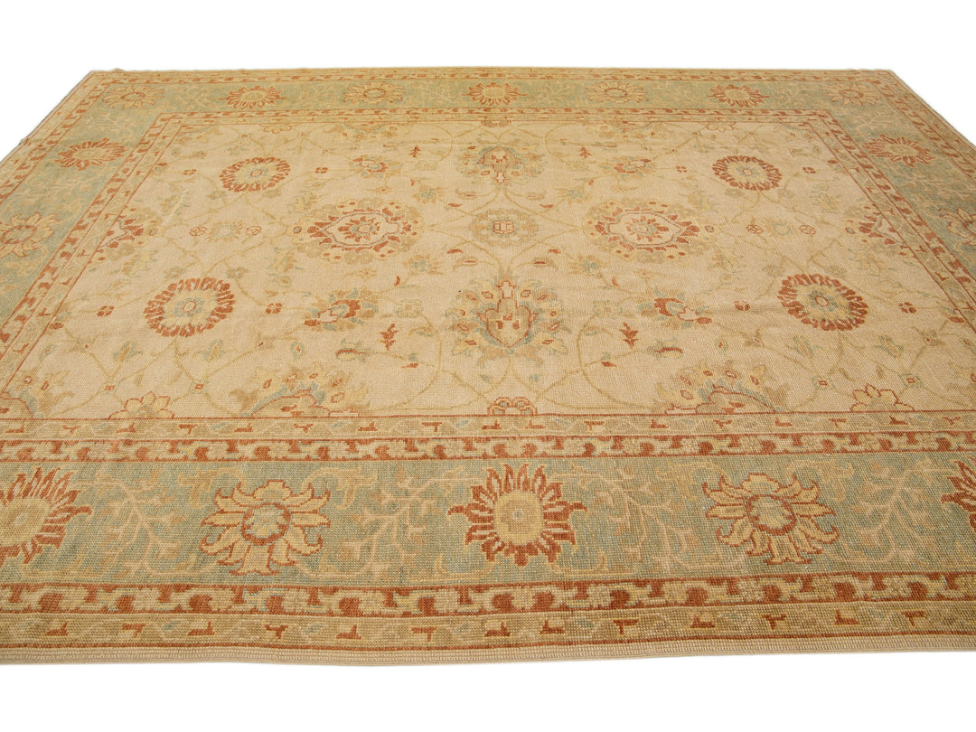 Modern Turkish Oushak Wool Rug 10 X 13