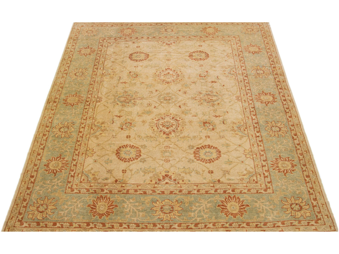 Modern Turkish Oushak Wool Rug 10 X 13