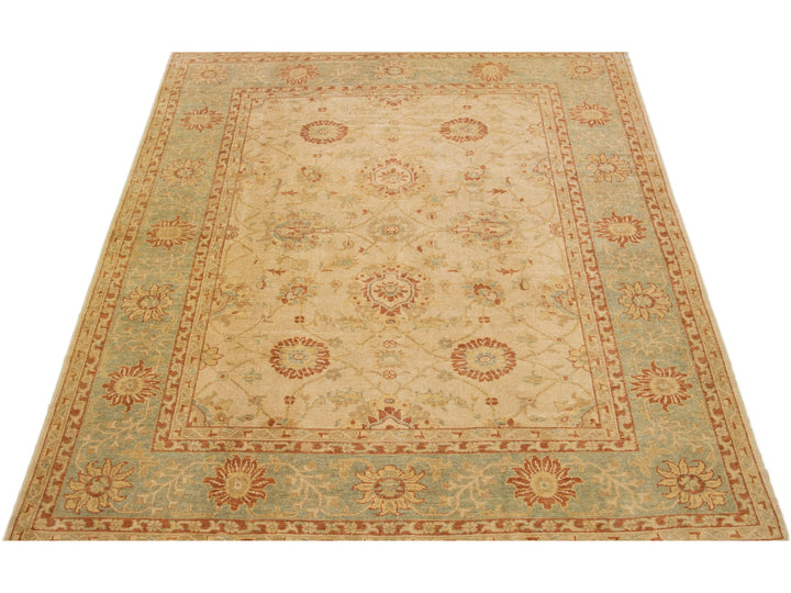 Modern Turkish Oushak Wool Rug 10 X 13